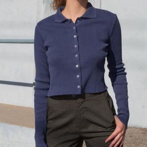 Brandy Melville Long Sleeve Dark Blue Caroline Top